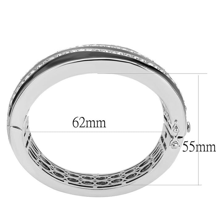 LO4278 Rhodium Brass Bangle with Top Grade Crystal