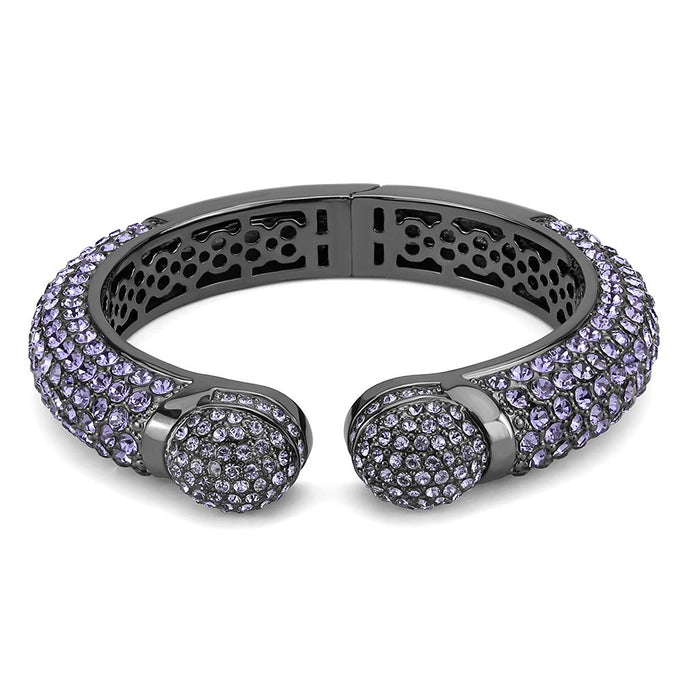 LO4312 - TIN Cobalt Black Brass Bangle with Top Grade Crystal  in