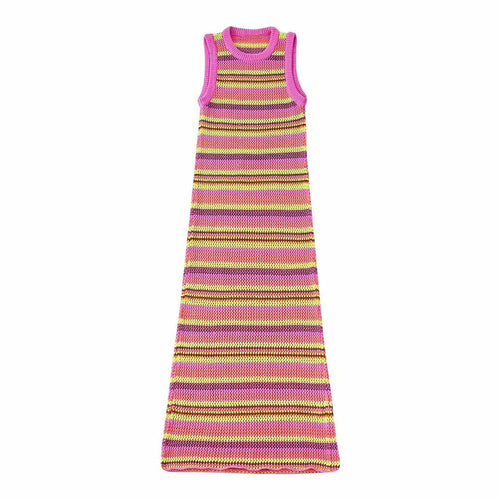 Striped Colorful Knitted Sleeveless Dress