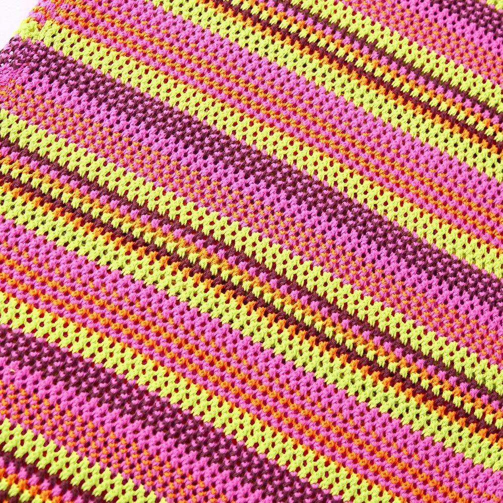 Striped Colorful Knitted Sleeveless Dress