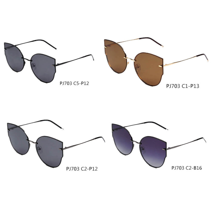 CUENCA | PJ703 - Women Polarized Flat Lens Round Designer Cat Eye