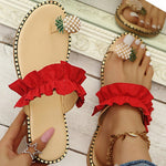 Pineapple Pearl Beach Slides Flat Toe Casual Womens Slippers
