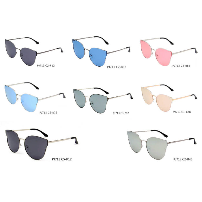 ÉCIJA | PJ713 - Women Round Flat Lens Cat Eye Rimless Look Polarized