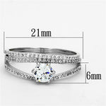 TS172 - Rhodium 925 Sterling Silver Ring with AAA Grade CZ  in Clear