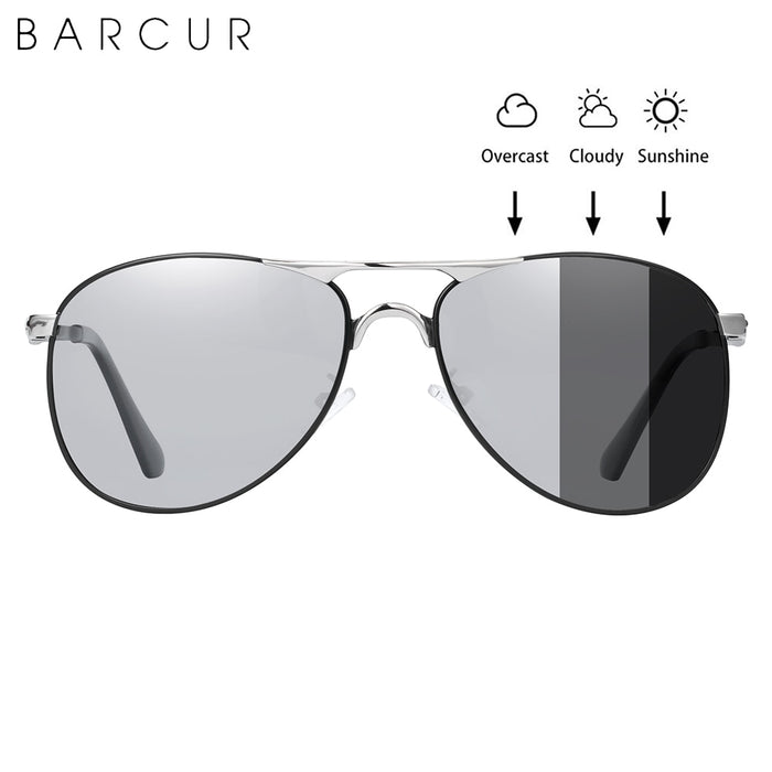 BARCUR Photochromic Sunglasses High Quality Men Brand Designer Polarized Sun Glasses Driving Mens Sun Glasses UV400