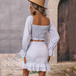Elegant Ladies Striped 2-Piece Skirts Suits