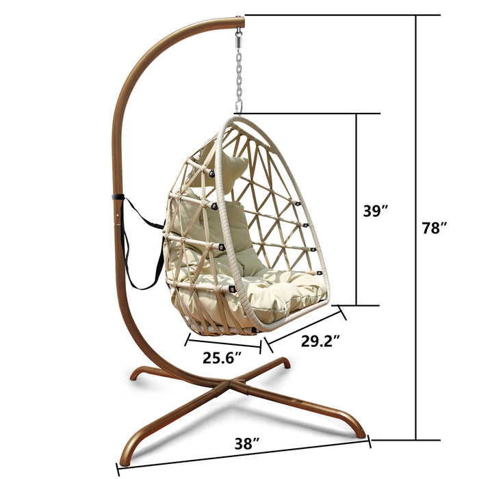 Swing Egg Chair with Stand Indoor Outdoor Rattan Basket Hanging Chair（Banned selling homedpot、lowes）