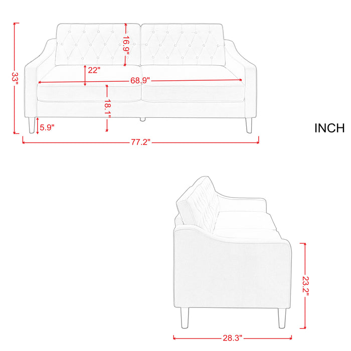 77.2” Square Arm Sofa