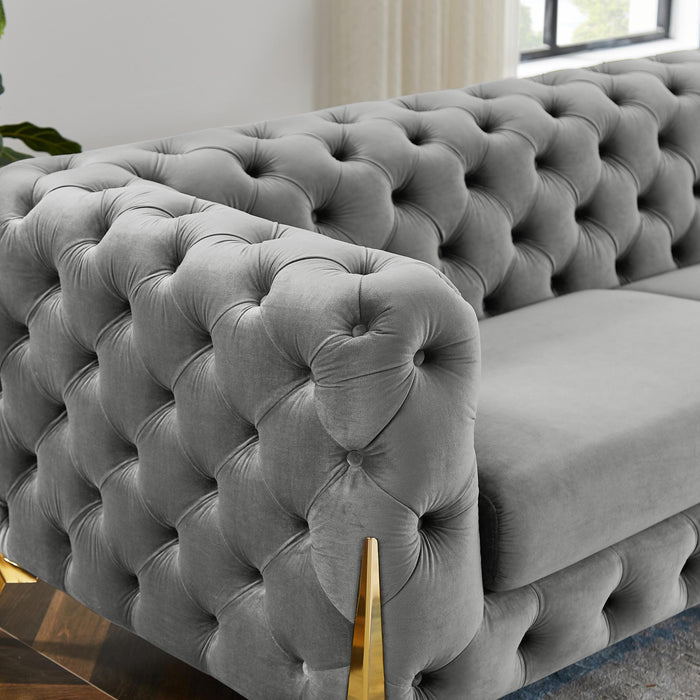 Gray Armchair Velvet Sofa for Living Room Furniture