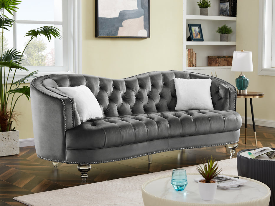 Luxury Crystal Feet Tufted 3P Sofa