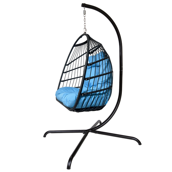 Swing Egg Chair with Stand Indoor Outdoor Rattan Basket Hanging Chair（Banned selling homedpot、lowes）