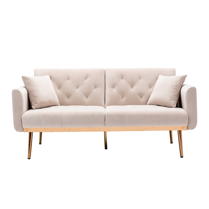 Velvet Sofa , Accent sofa .loveseat sofa with rose gold metal feet