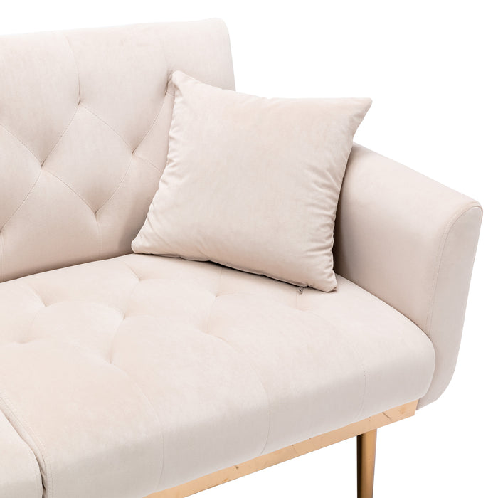 Velvet Sofa , Accent sofa .loveseat sofa with rose gold metal feet