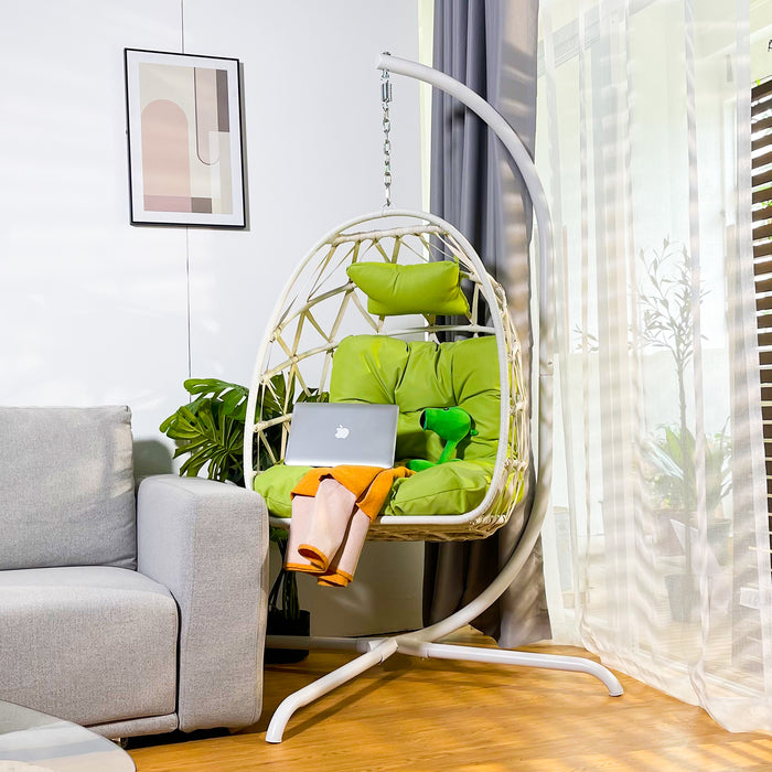 Swing Egg Chair with Stand Indoor Outdoor Rattan Basket Hanging Chair（Banned selling homedpot、lowes）