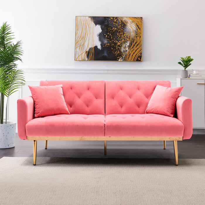 Velvet Sofa , Accent sofa .loveseat sofa with rose gold metal feet