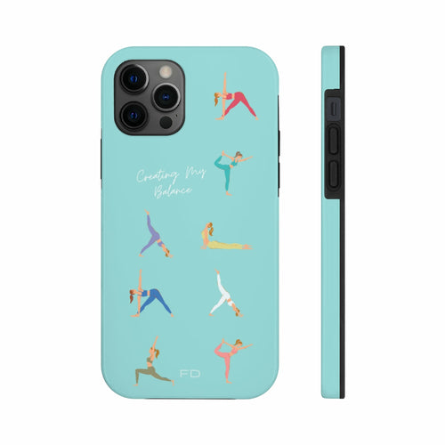 Yoga Poses Blue Tough Case for iPhone with Wireless Charging