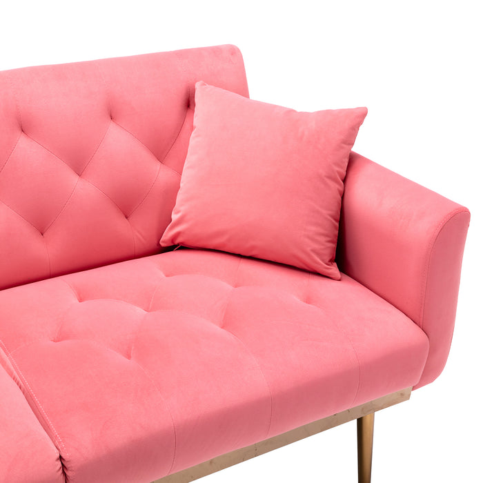 Velvet Sofa , Accent sofa .loveseat sofa with rose gold metal feet