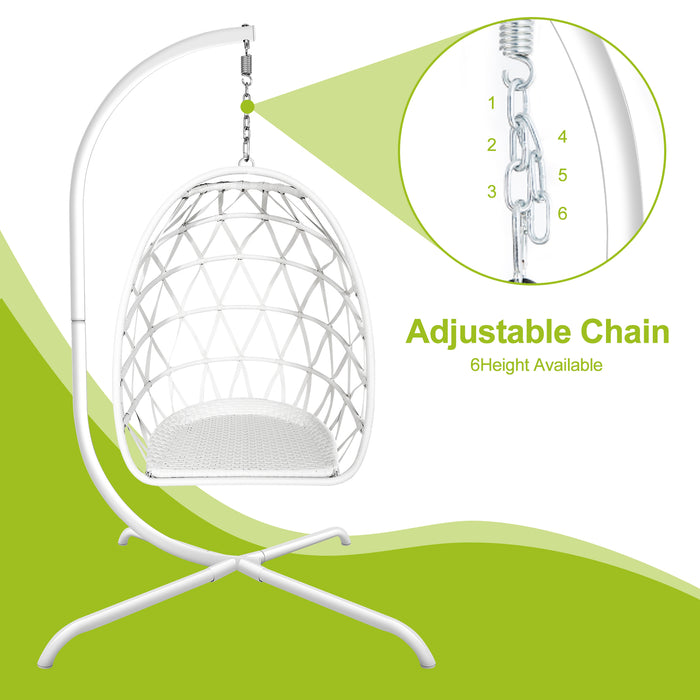 Swing Egg Chair with Stand Indoor Outdoor Rattan Basket Hanging Chair（Banned selling homedpot、lowes）