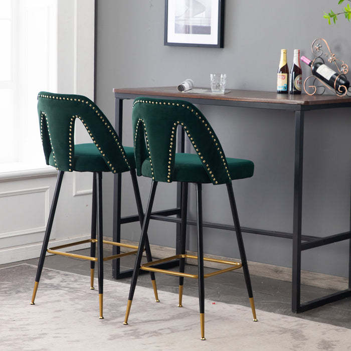 Velvet Upholstered Connor 28" Bar Stool & Counter Stools,Set of 2