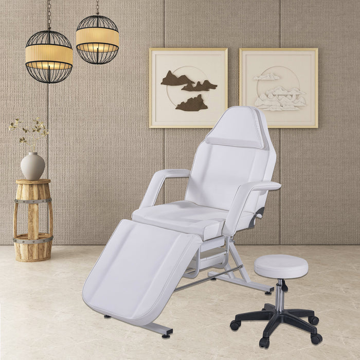 Massage Salon Tattoo Chair with Two Trays， Esthetician Bed with Hydraulic Stool