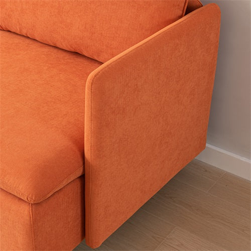 Modular L-shaped Corner sofa ,Left Hand Facing Sectional Couch, Orange Cotton Linen-90.9''