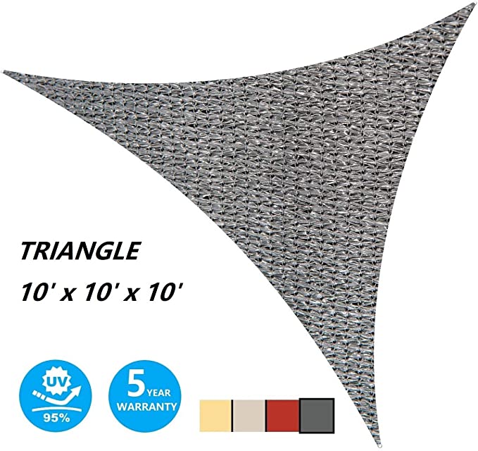 Sun Shade Sail Triangle UV Block Canopy for Patio Backyard Lawn Garden,10' x 10' x 10',Sand