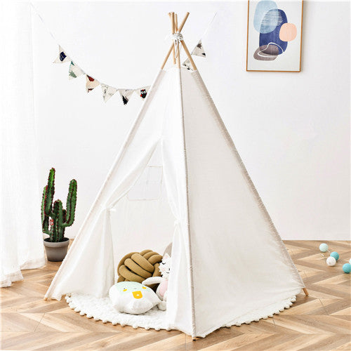 Teepee Tent for Kids - Play Tent for Boy Girl Indoor Outdoor Cotton Canvas Teepee