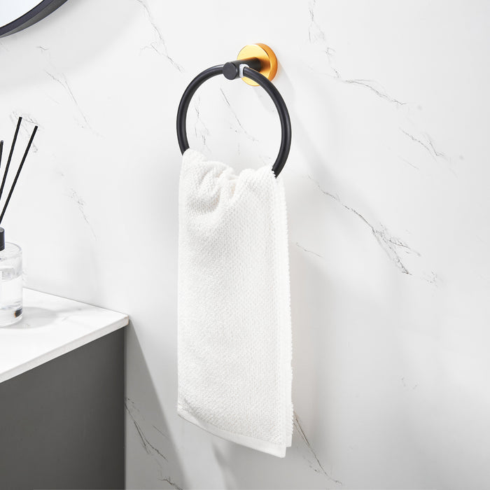 Three-piece Set of Bathroom Accessories: Telescopic Single Rod1, Towel Ring1, Toilet Paper Holder1