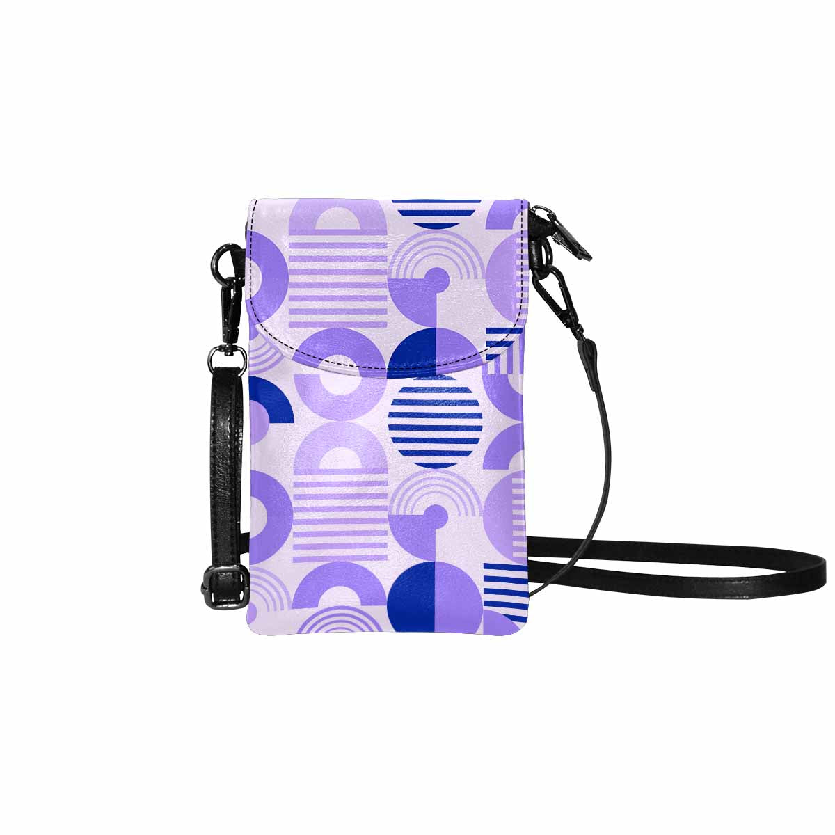 Uniquely You Small Cell Phone Purse, Purple and Blue Geometric Print -