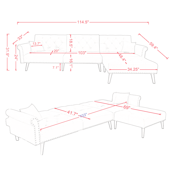 Convertible Sofa bed sleeper  velvet