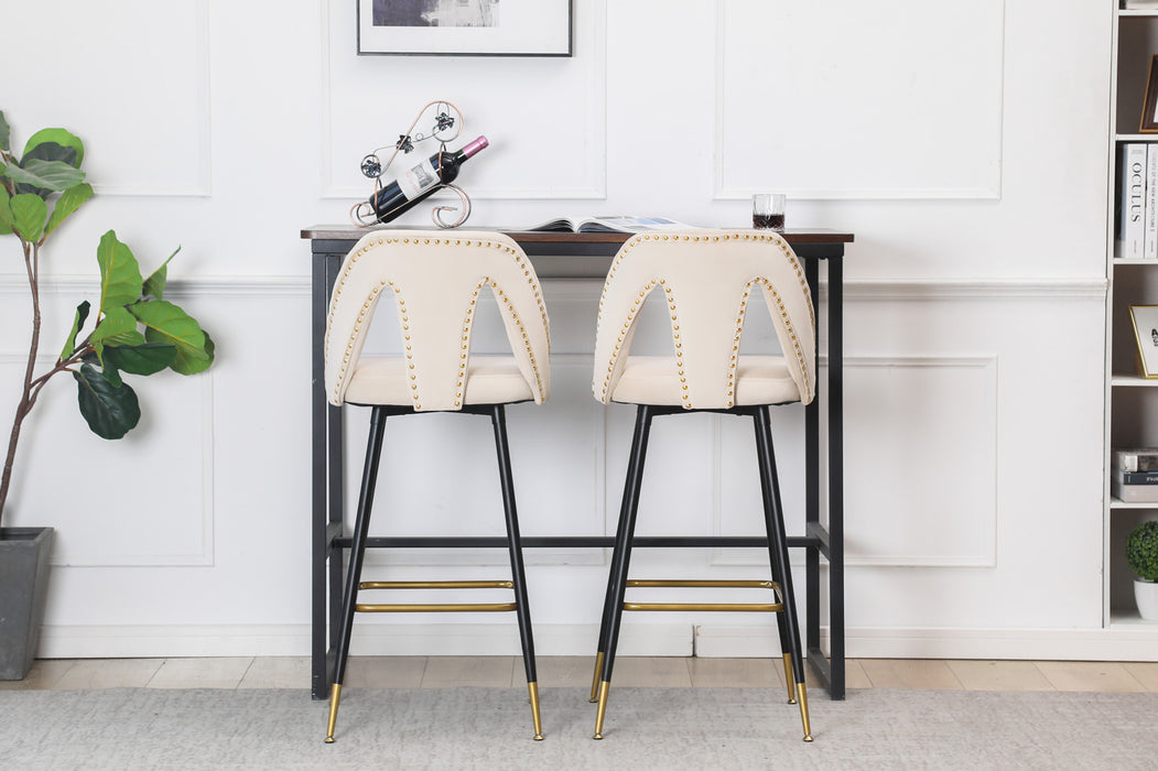 Velvet Upholstered Connor 28" Bar Stool & Counter Stools,Set of 2