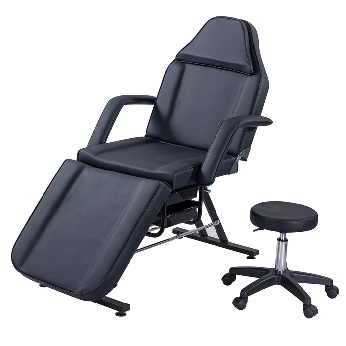 Massage Salon Tattoo Chair with Two Trays， Esthetician Bed with Hydraulic Stool