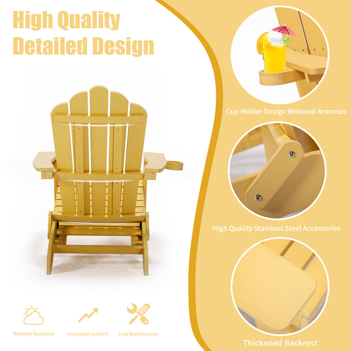 TALE Folding Adirondack Chair with Pullout Ottoman with Cup Holder, Oaversized, Poly Lumbe