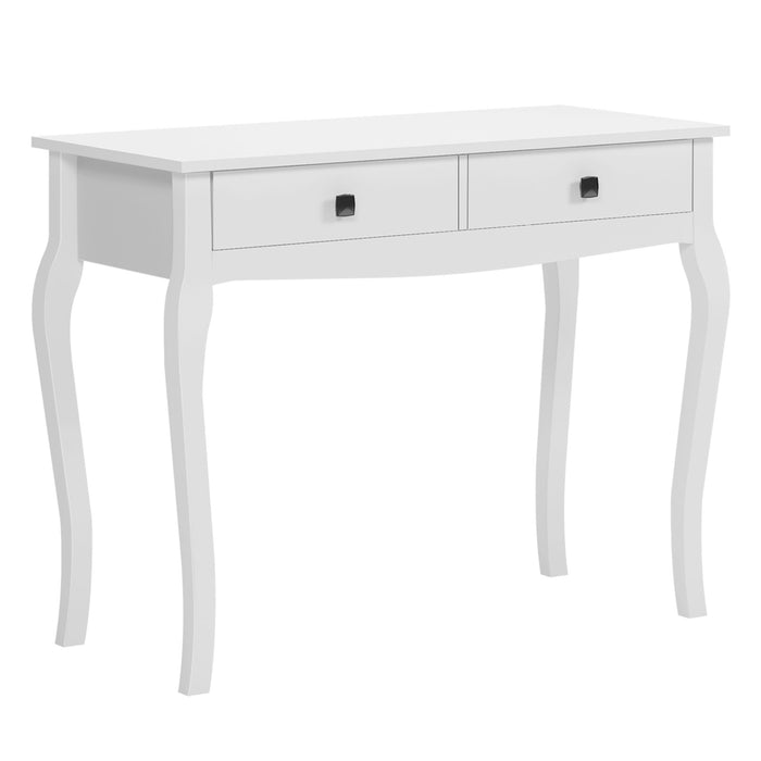 White Console Table with 2 Drawers, Wooden Makeup Desk, Sofa End Side Table for Bedroom, Living Room