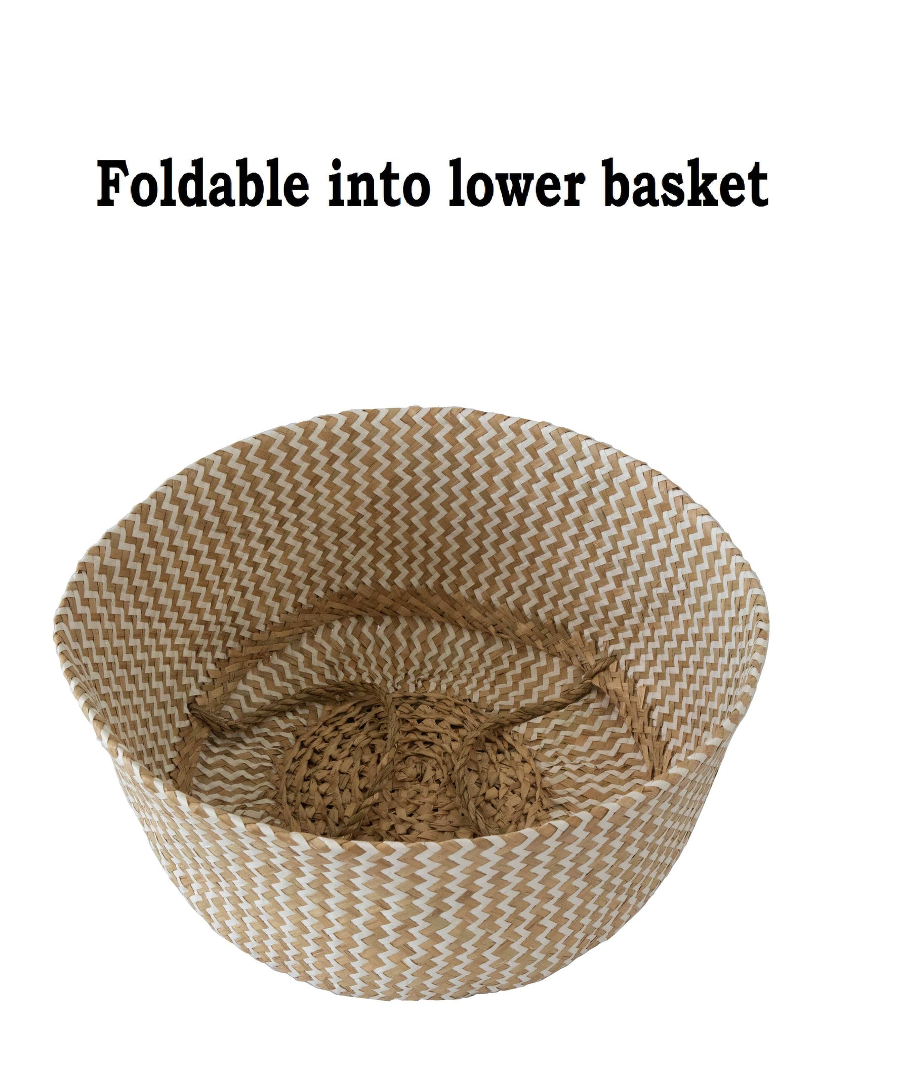 Large Belly Baskets with Handles (Set 2)| Woven Baskets for Laundry Storage & Home Supplies