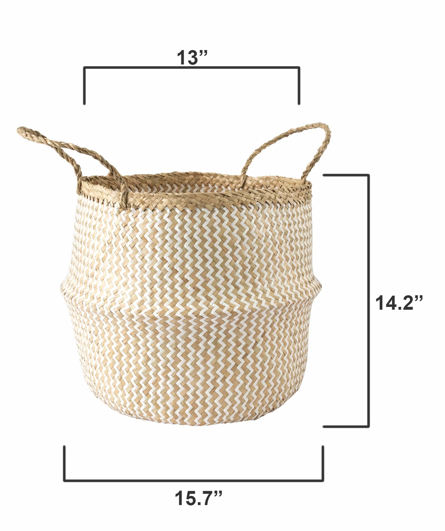 Large Belly Baskets with Handles (Set 2)| Woven Baskets for Laundry Storage & Home Supplies