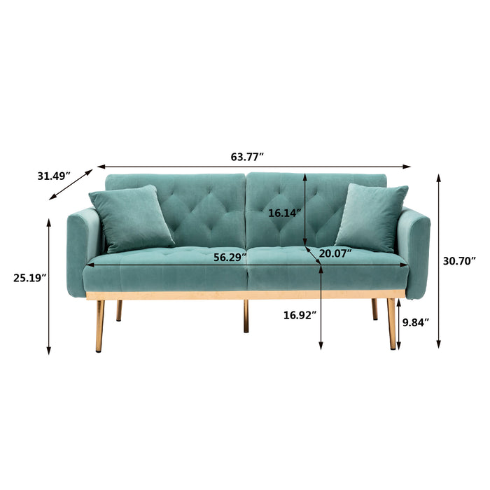 Velvet Sofa , Accent sofa .loveseat sofa with rose gold metal feet