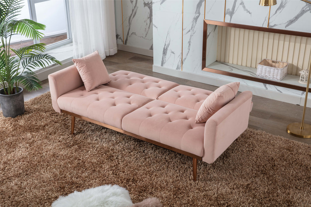 Velvet Sofa , Accent sofa .loveseat sofa with rose gold metal feet