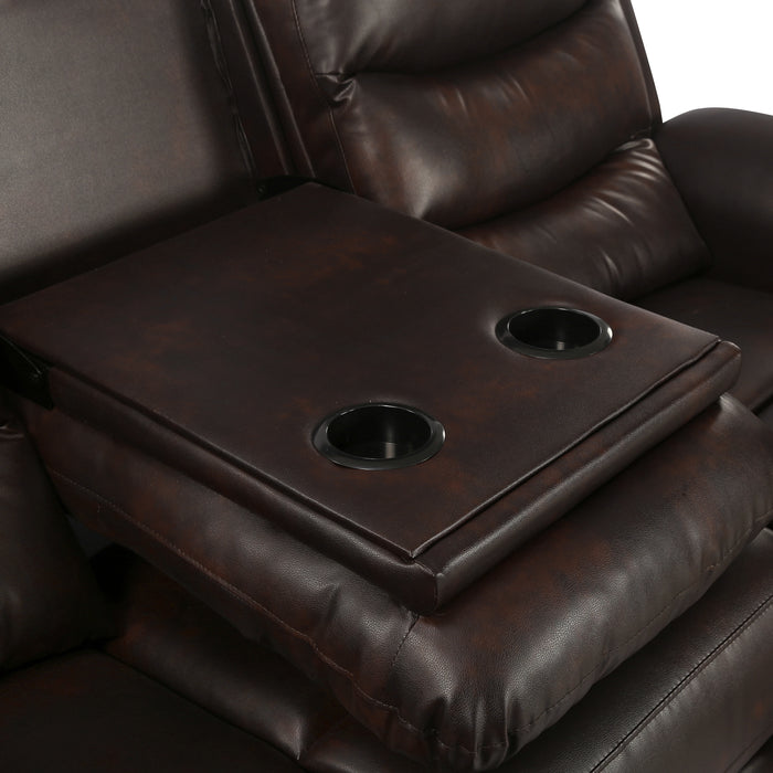 2 Piece Manual Recliner Living Room Set Grey BROWN PU(（This product is an oversized item / LTL )