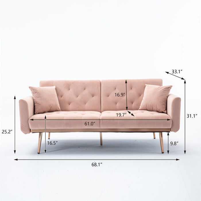 Velvet Sofa , Accent sofa .loveseat sofa with rose gold metal feet