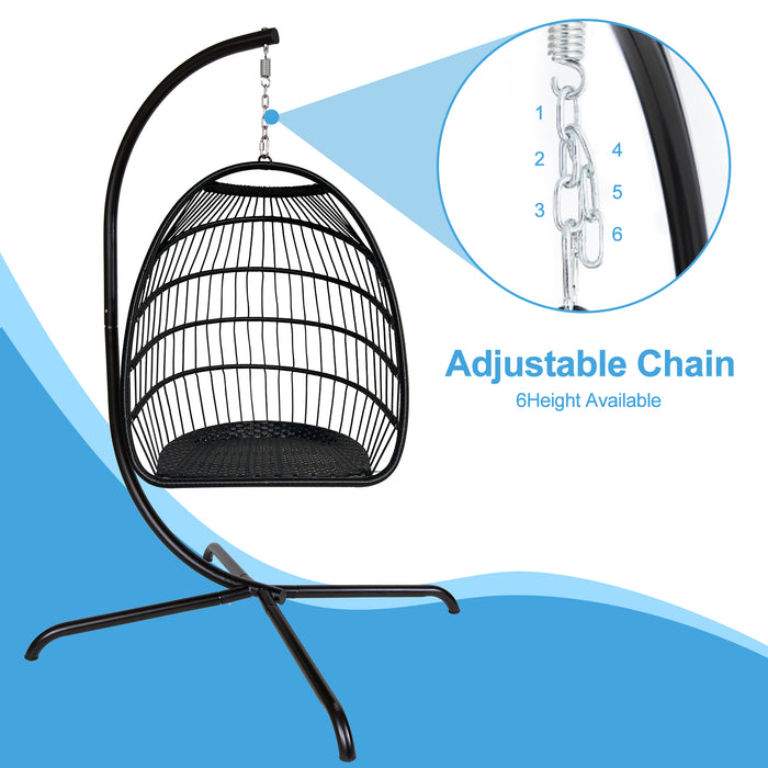 Swing Egg Chair with Stand Indoor Outdoor Rattan Basket Hanging Chair（Banned selling homedpot、lowes）