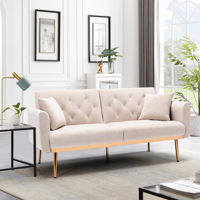 Velvet Sofa , Accent sofa .loveseat sofa with rose gold metal feet