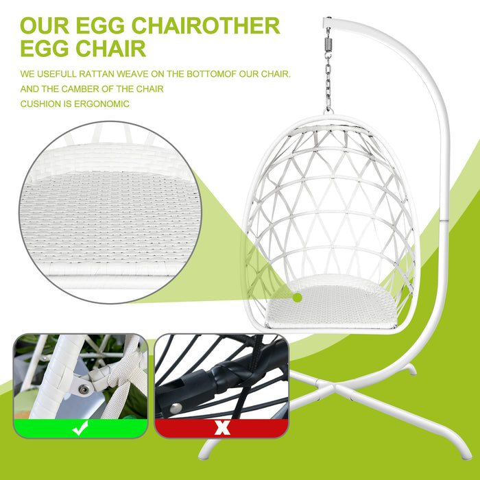 Swing Egg Chair with Stand Indoor Outdoor Rattan Basket Hanging Chair（Banned selling homedpot、lowes）