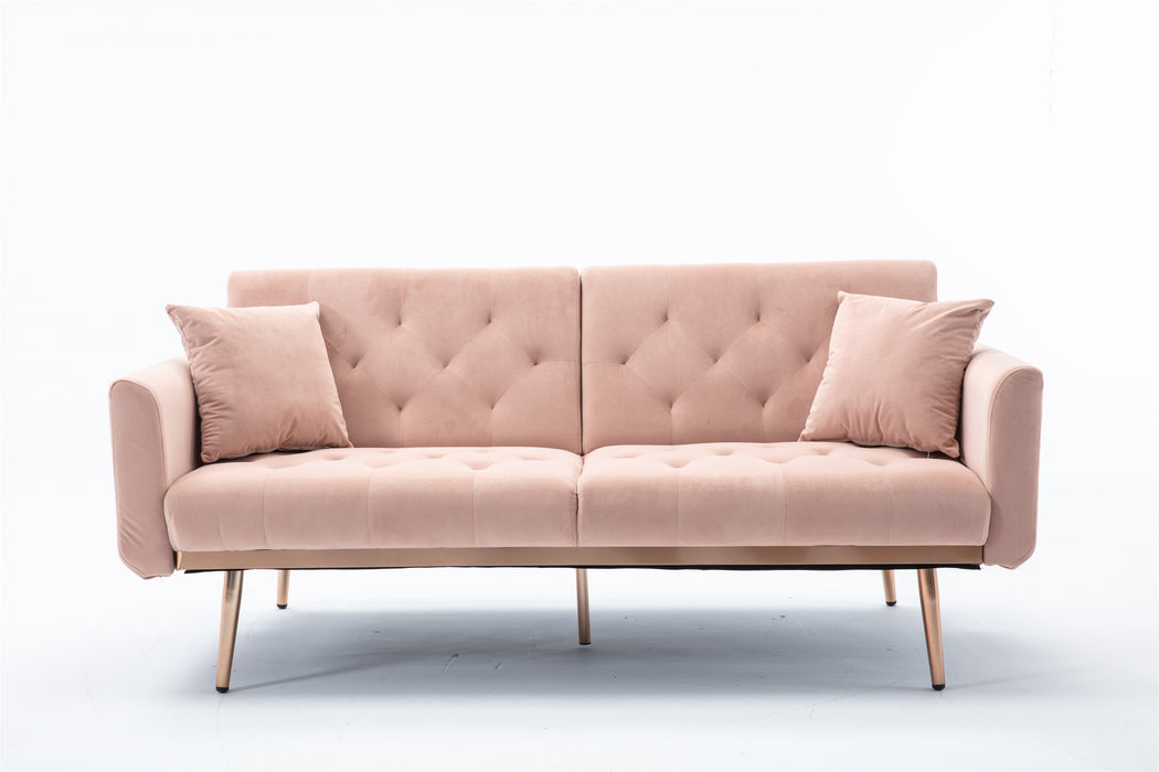 Velvet Sofa , Accent sofa .loveseat sofa with rose gold metal feet