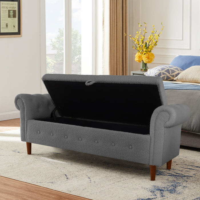 Teddy Velvet Multifunctional Flip Top Storage Bench Rectangular Sofa Stool Winter