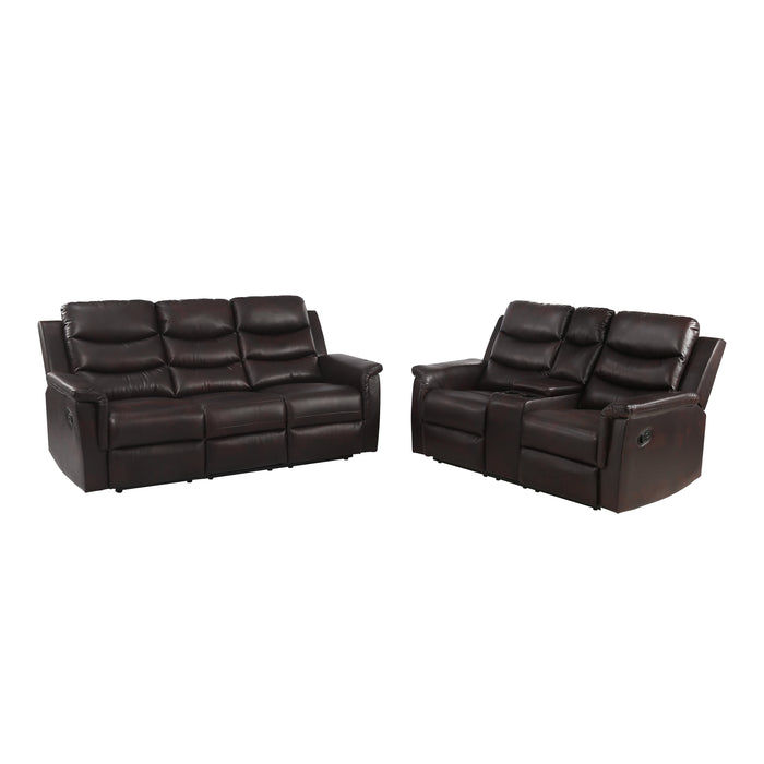 2 Piece Manual Recliner Living Room Set Grey BROWN PU(（This product is an oversized item / LTL )