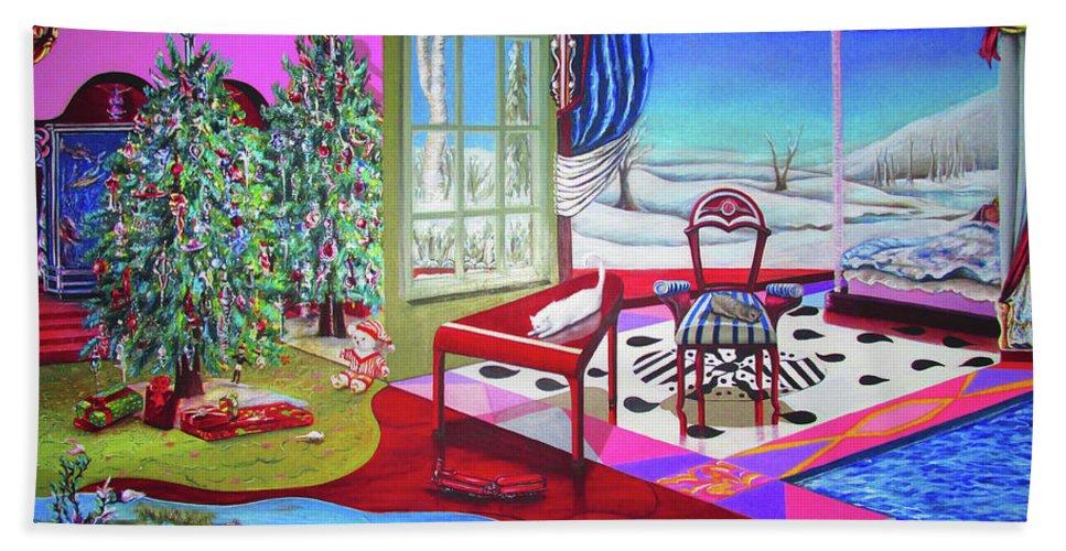 Christmas Painting - Beach Towel