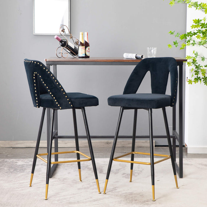 Velvet Upholstered Connor 28" Bar Stool & Counter Stools,Set of 2