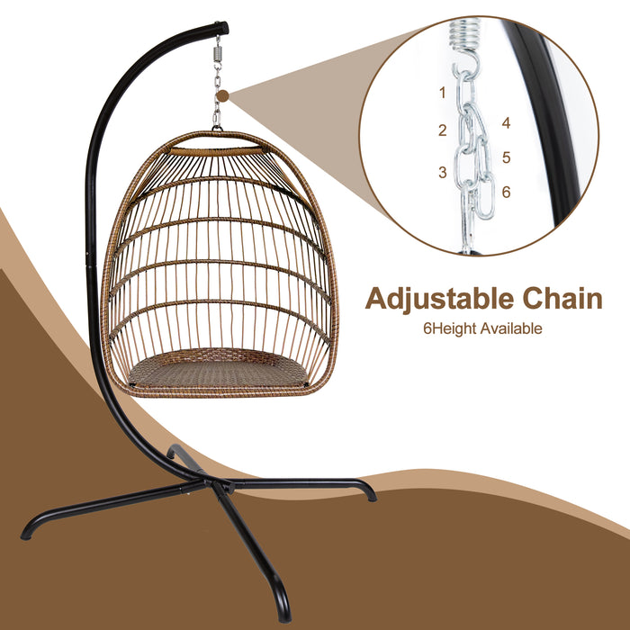 Swing Egg Chair with Stand Indoor Outdoor Rattan Basket Hanging Chair（Banned selling homedpot、lowes）