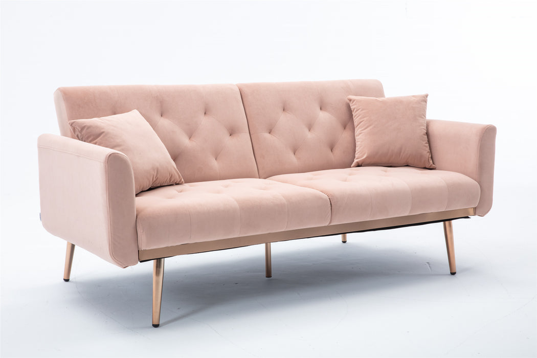 Velvet Sofa , Accent sofa .loveseat sofa with rose gold metal feet